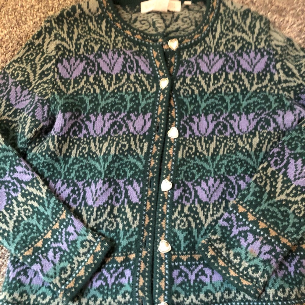 Nomadic traders button sweater - tulip floral S